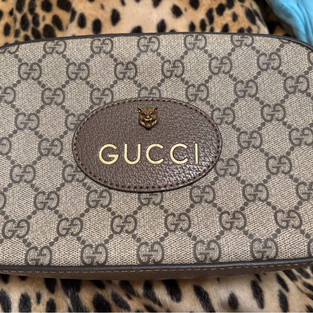 Gucci Floral Lined Camera Bag with Sherry Stripe Crossbody Strap